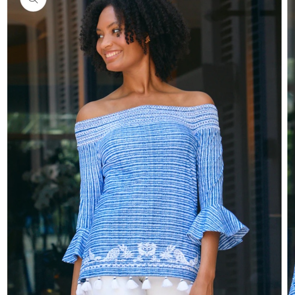 Cabana Life off the shoulder top.  SPF 50 material.  Gorgeous Blue color.  NWT.
